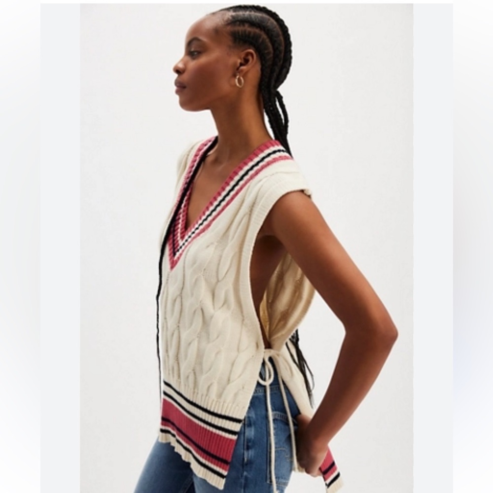NWOT Free People Coastal Prep Poncho Vest OS